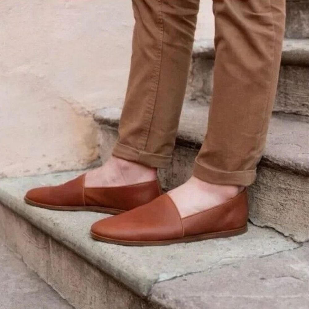 NEW NISOLO MEN'S ALEJANDRO LEATHER SLIP ON SHOES BRANDY NEW $180